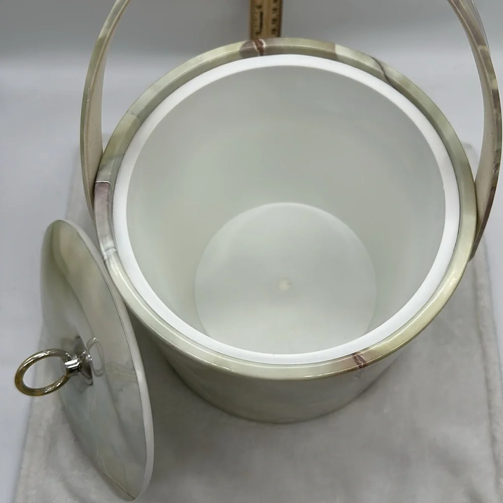 Vintage Faux Marbled Pleather Ice Bucket